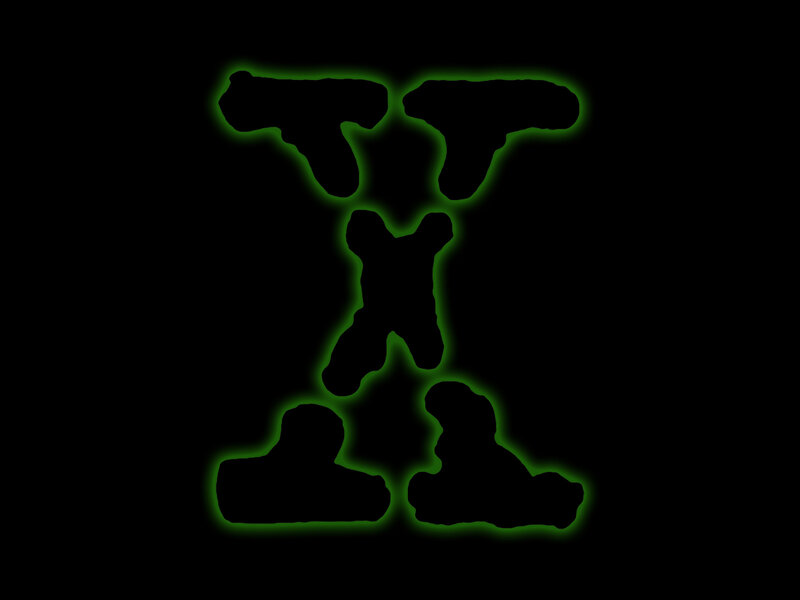 glowing green letter X