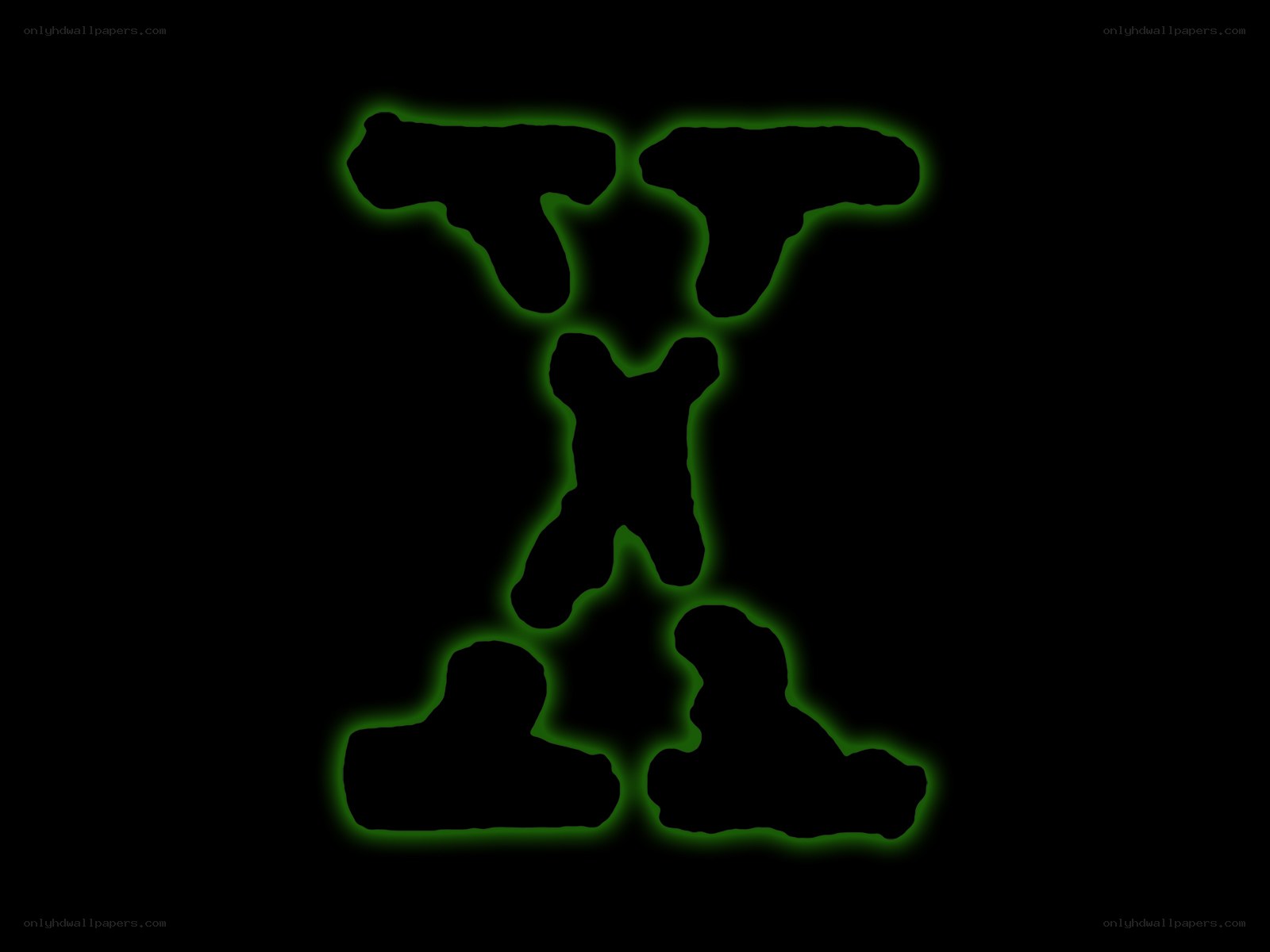 glowing green letter X