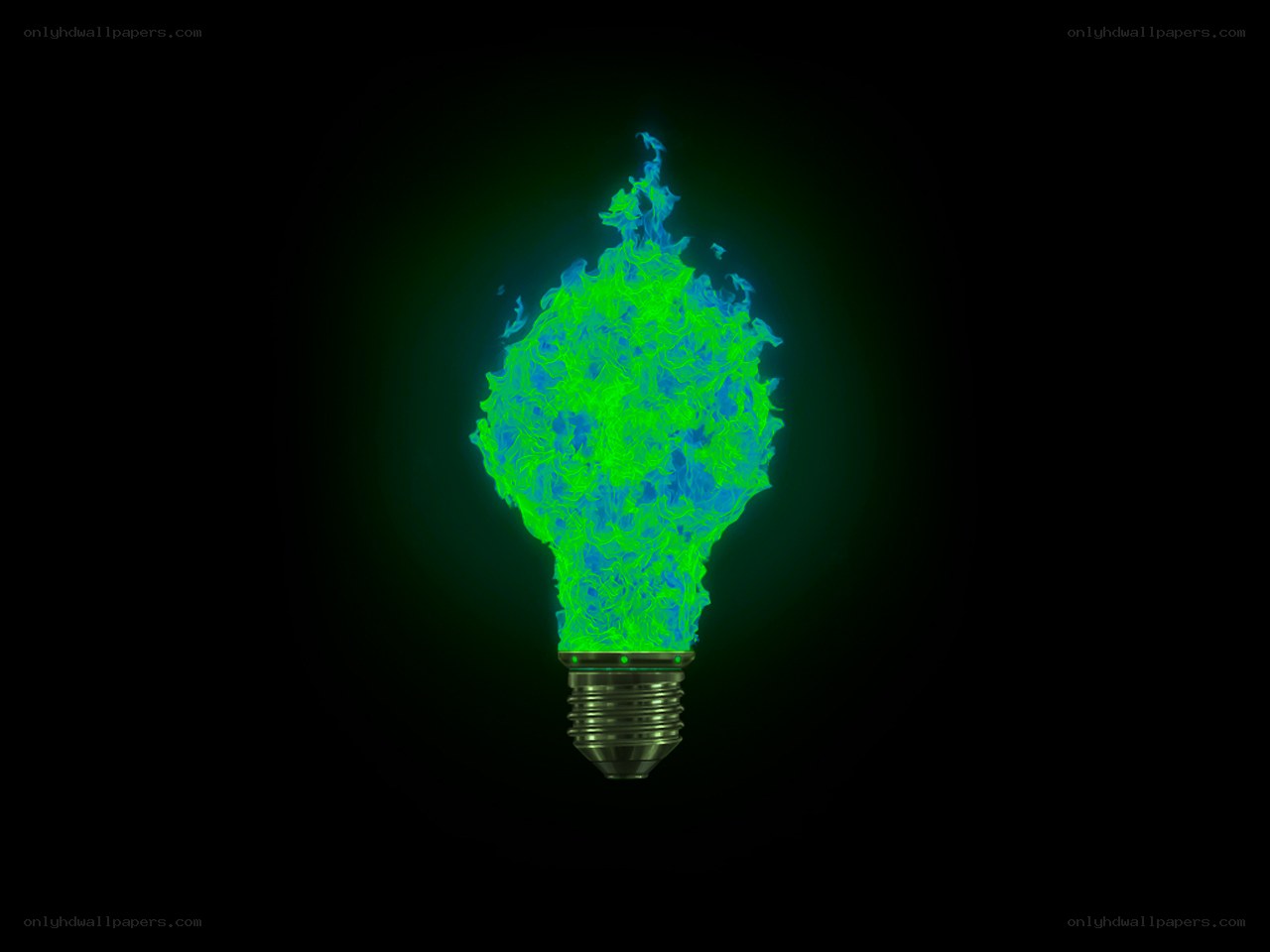 glowing green light bulb