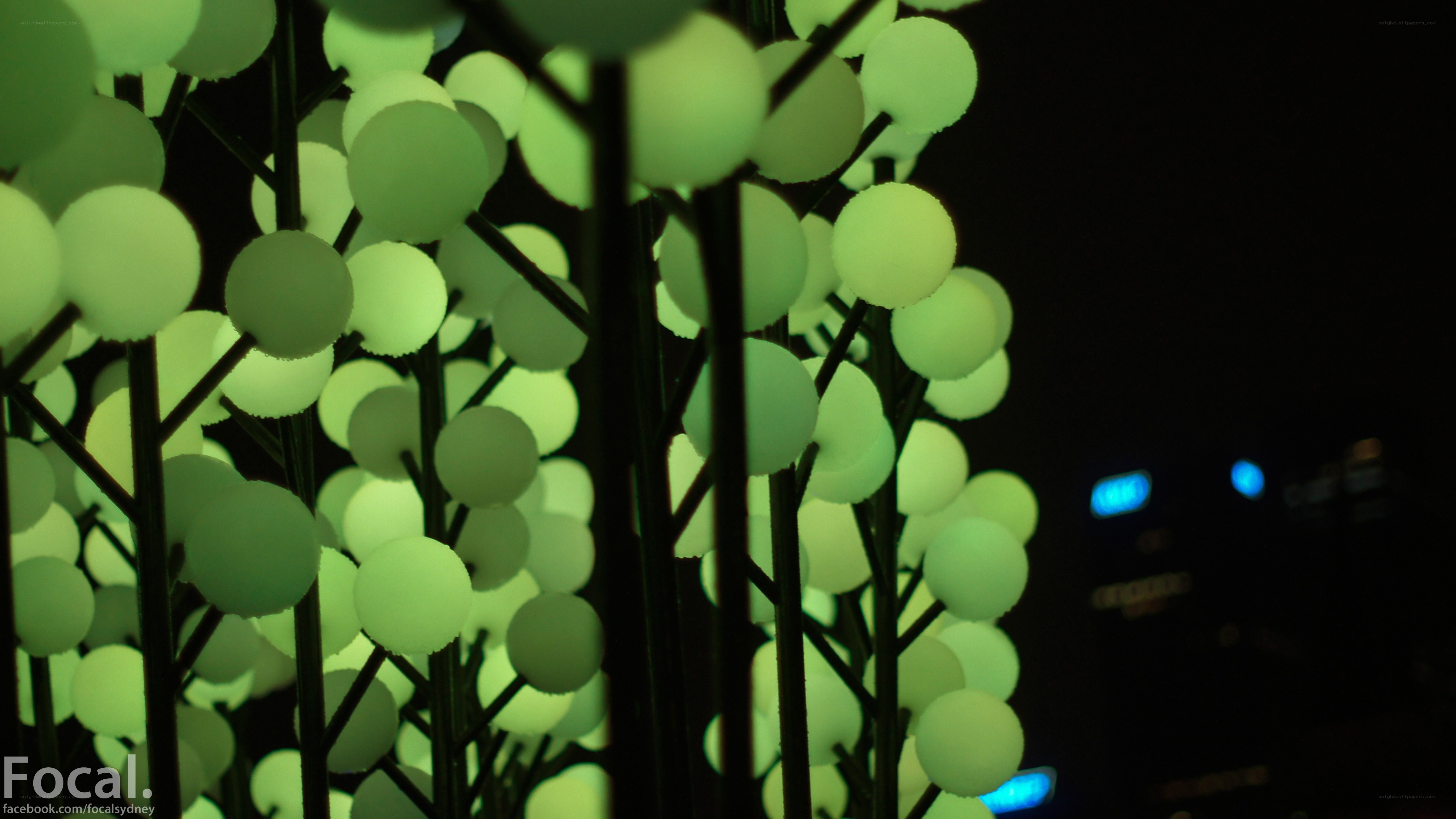 glowing green light installation
