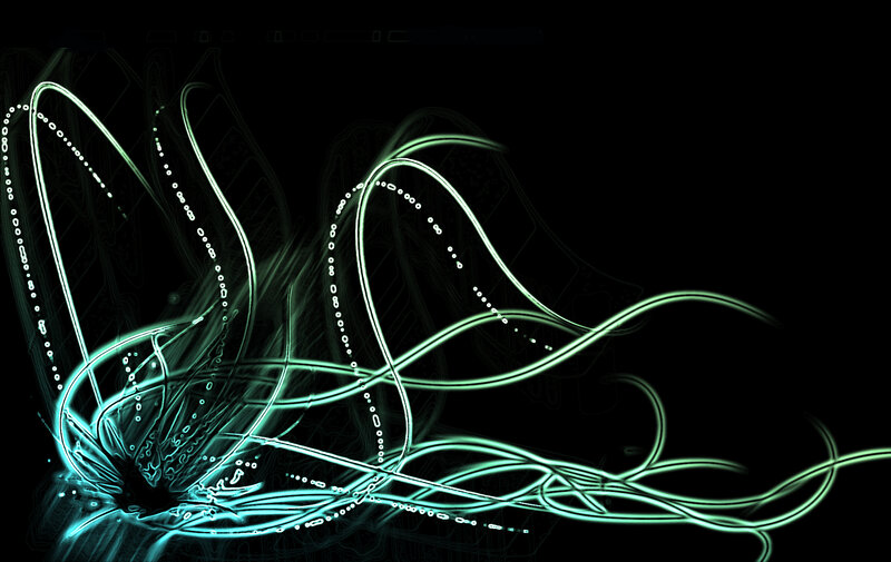 glowing green light trails