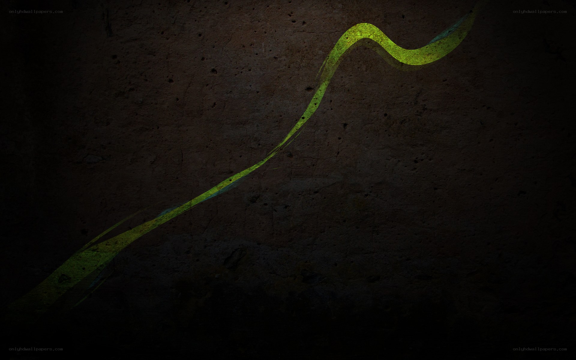glowing green line on dark wall