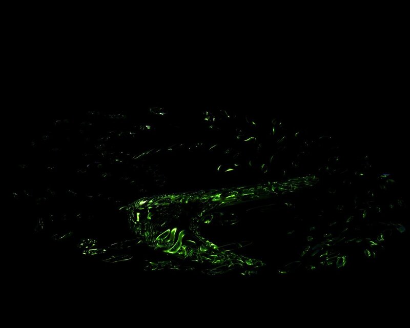 glowing green liquid splash