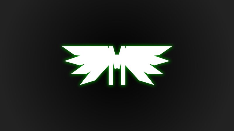 glowing green logo on black