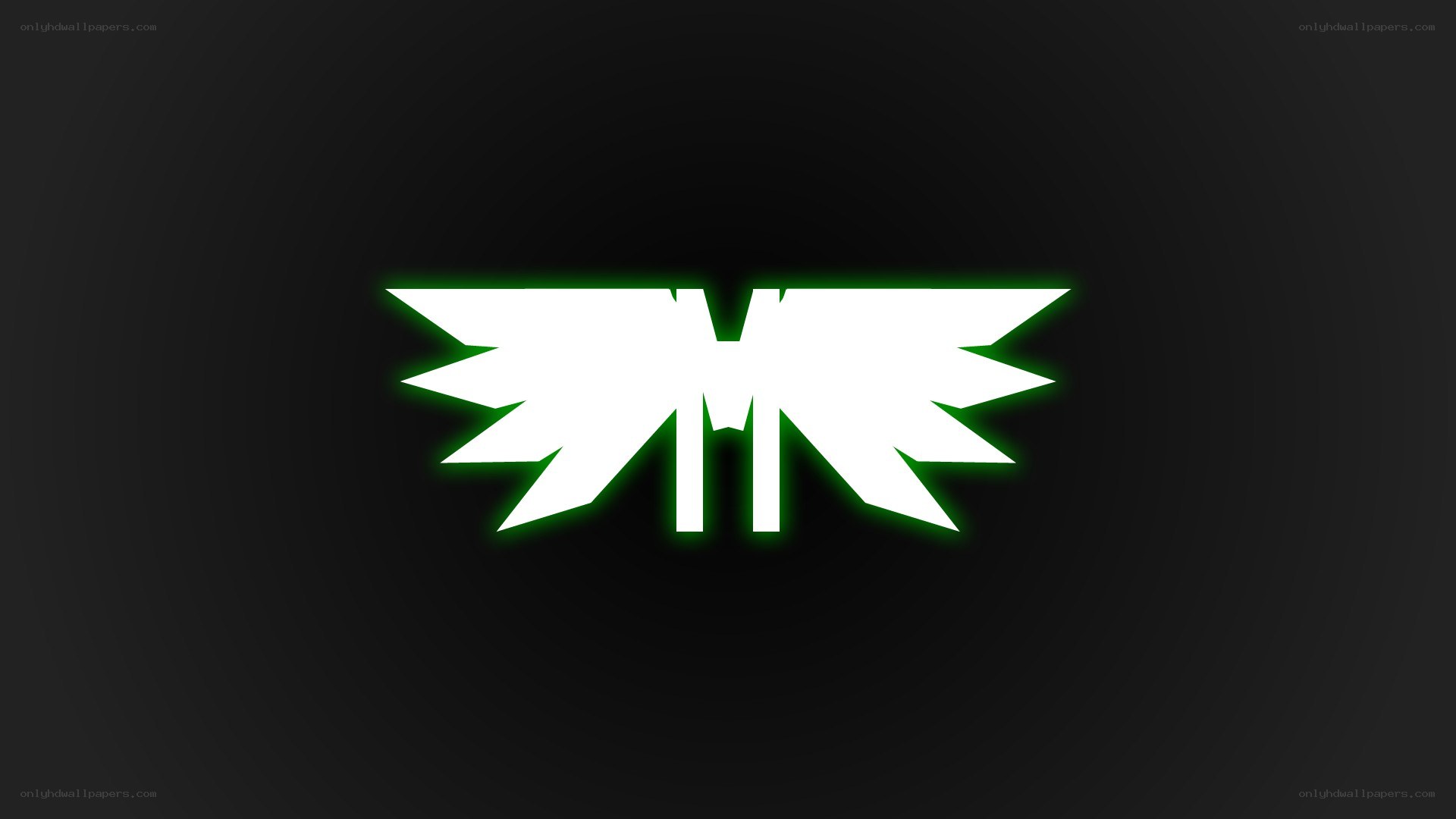 glowing green logo on black
