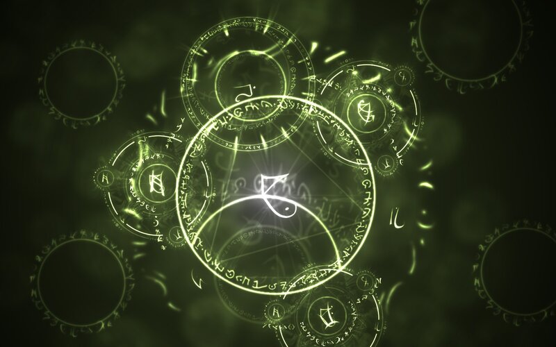 Glowing Green Magical Circles
