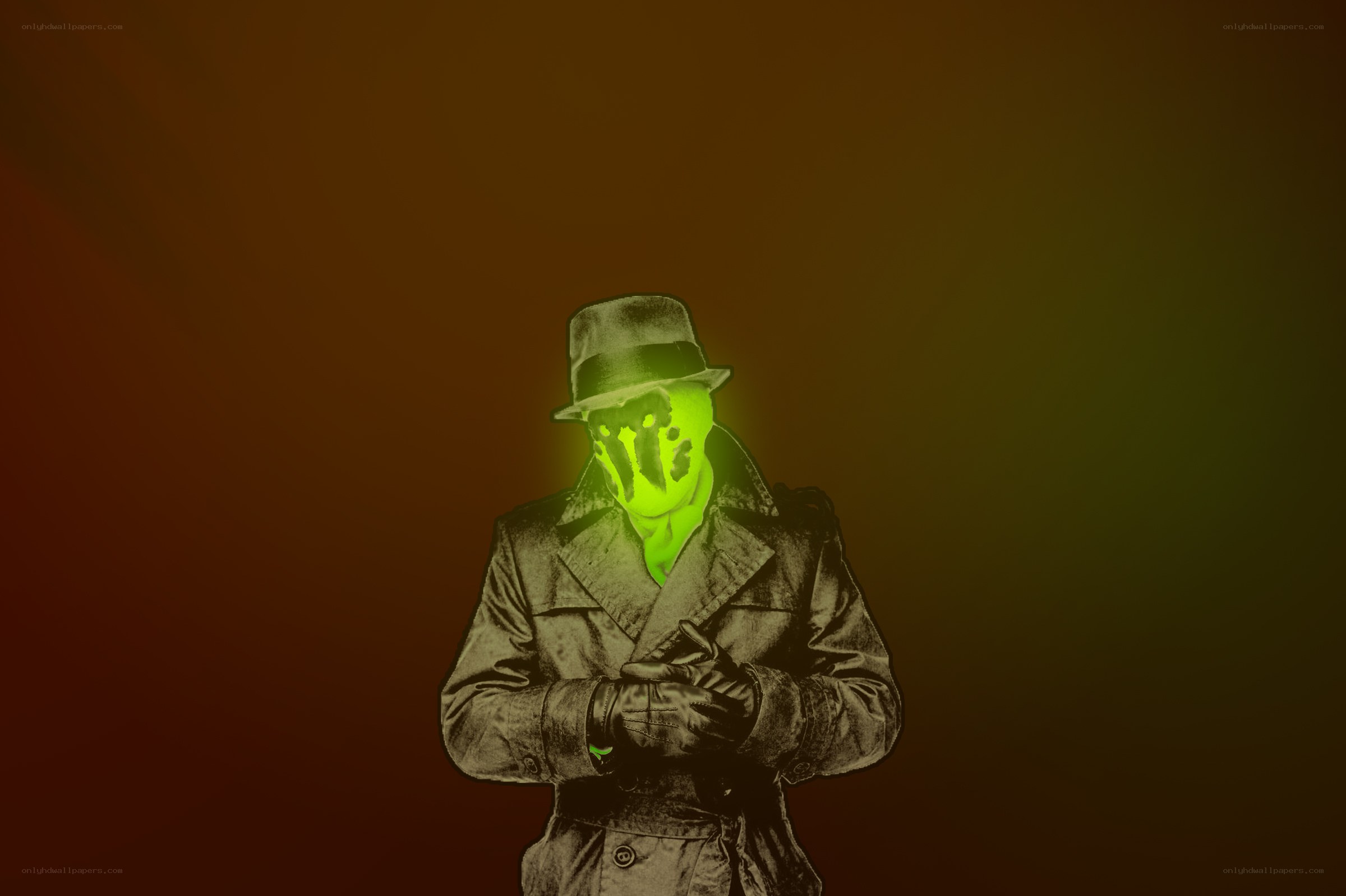 glowing green masked figure