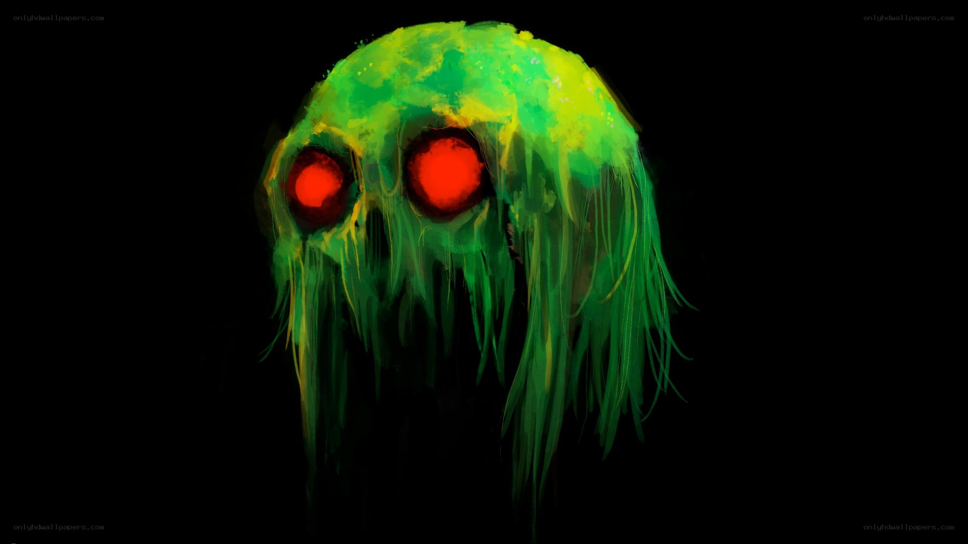 glowing green monster skull