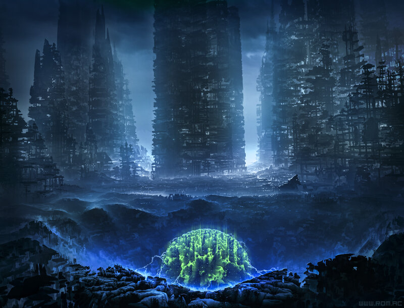 Glowing Green Orb in Canyon