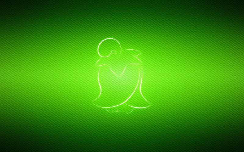 glowing green penguin outline