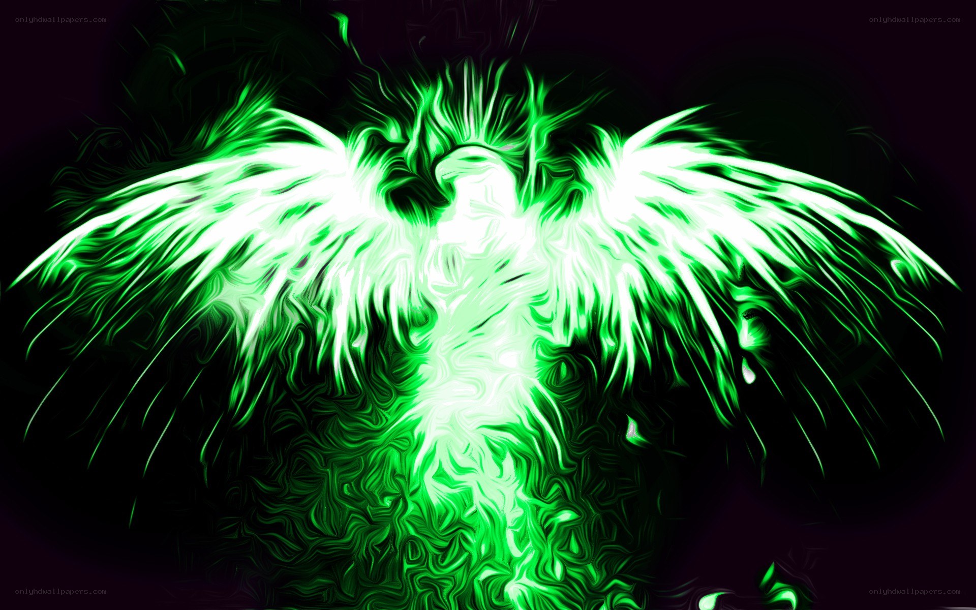glowing green phoenix
