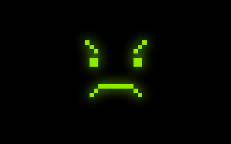glowing green pixel face