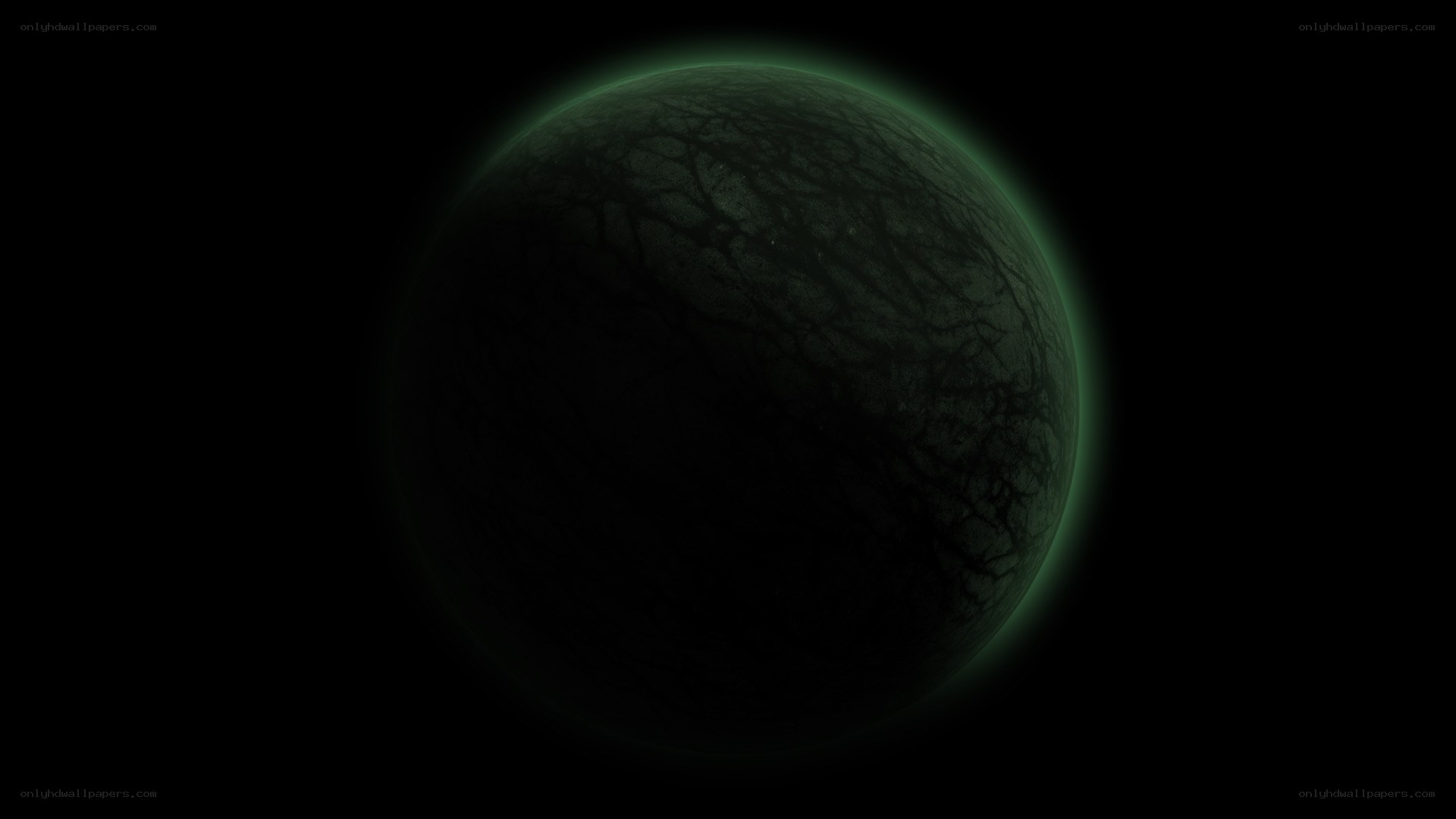 glowing green planet