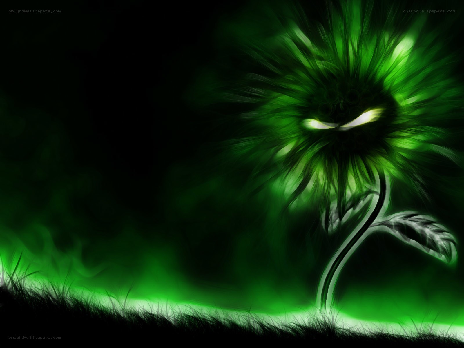 glowing green plant creature