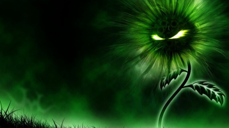 glowing green plant creature