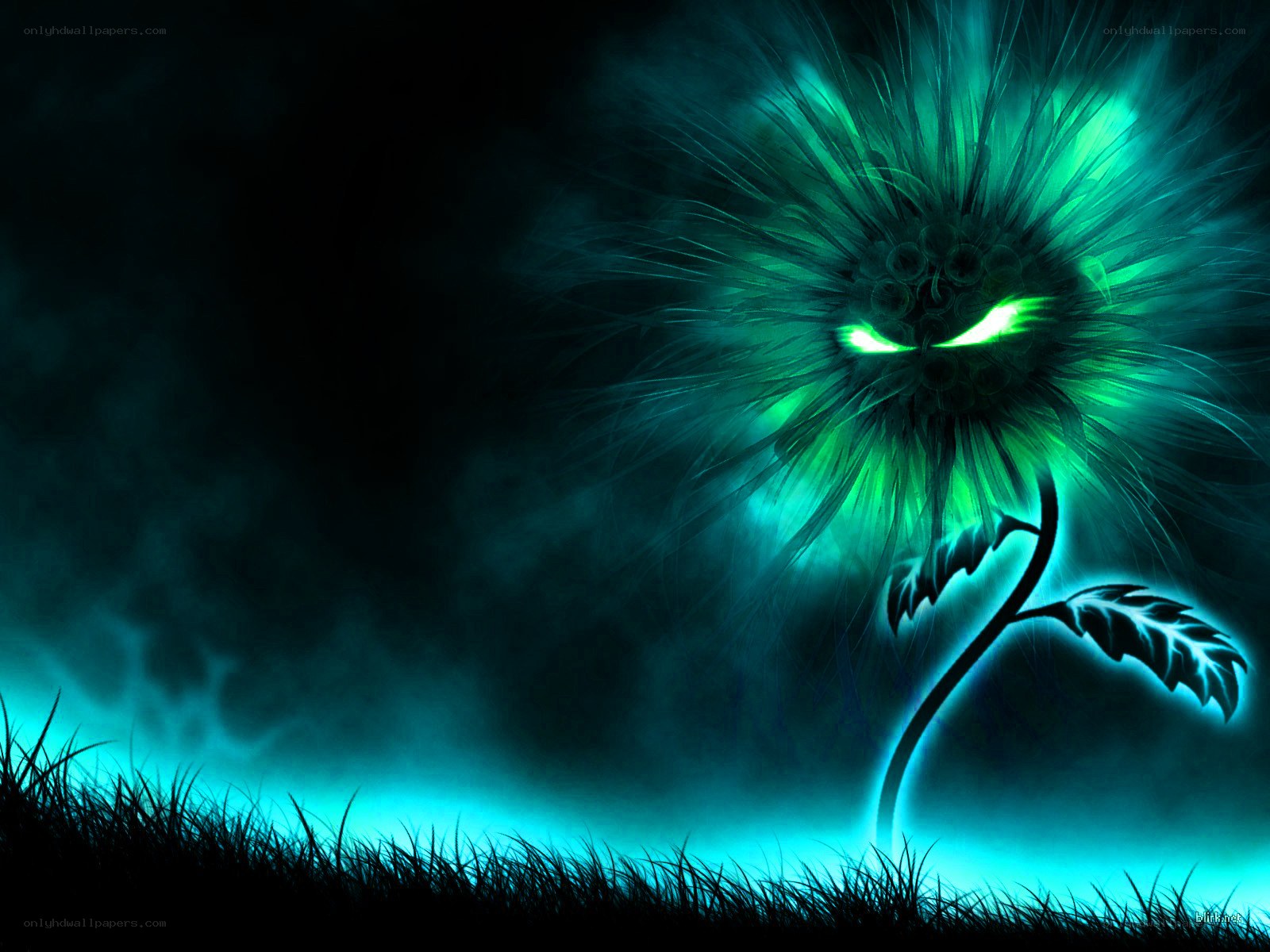 glowing green plant monster
