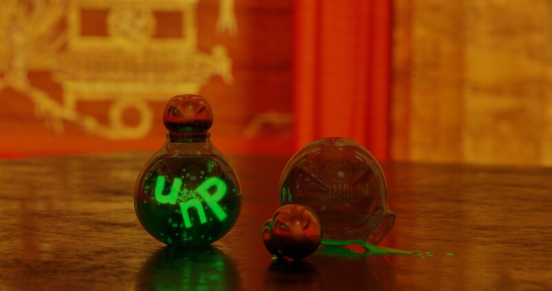Glowing Green Potion Bottles