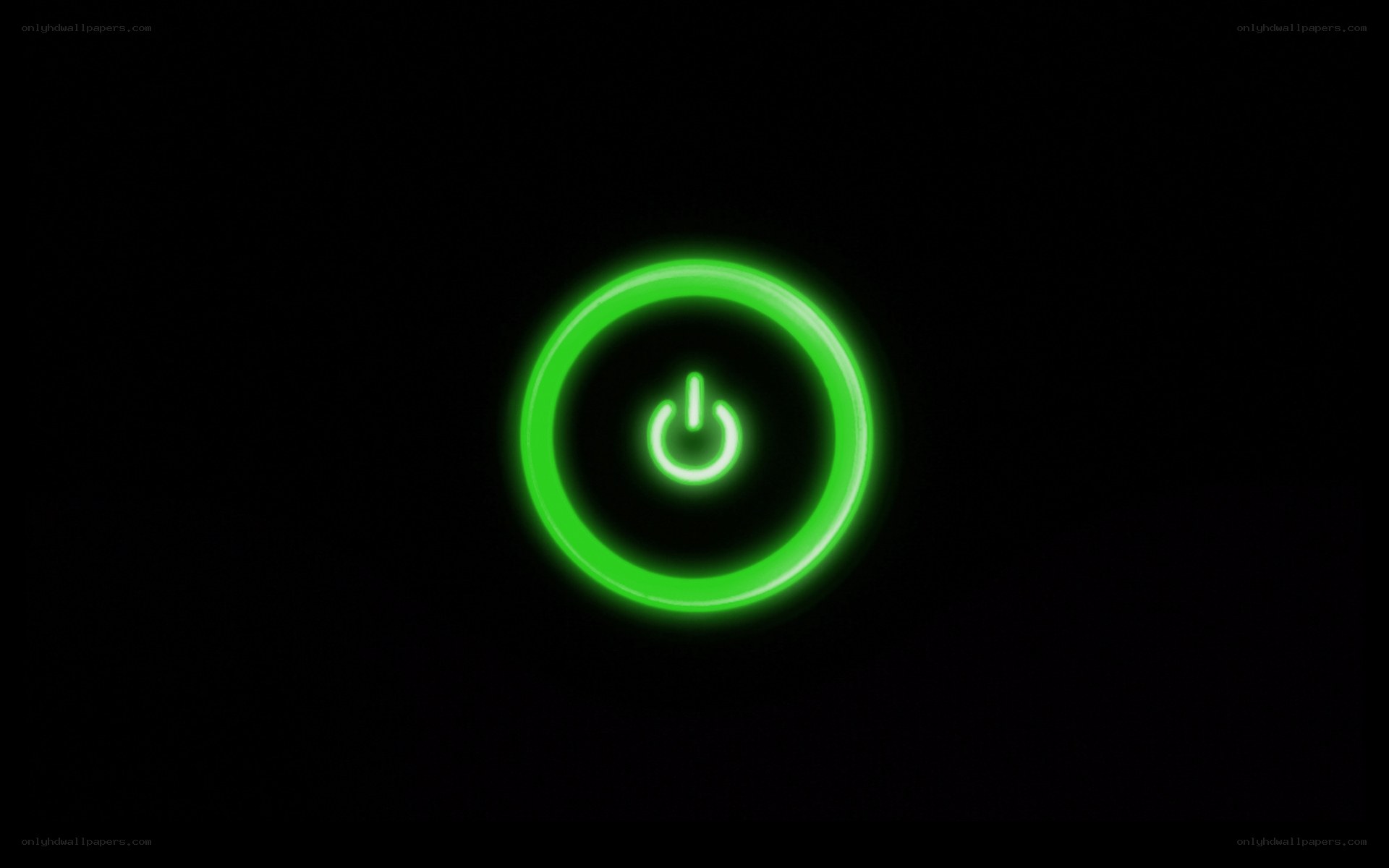 glowing green power button