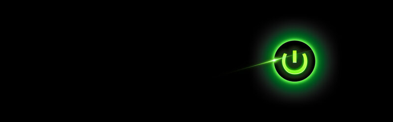 glowing green power button