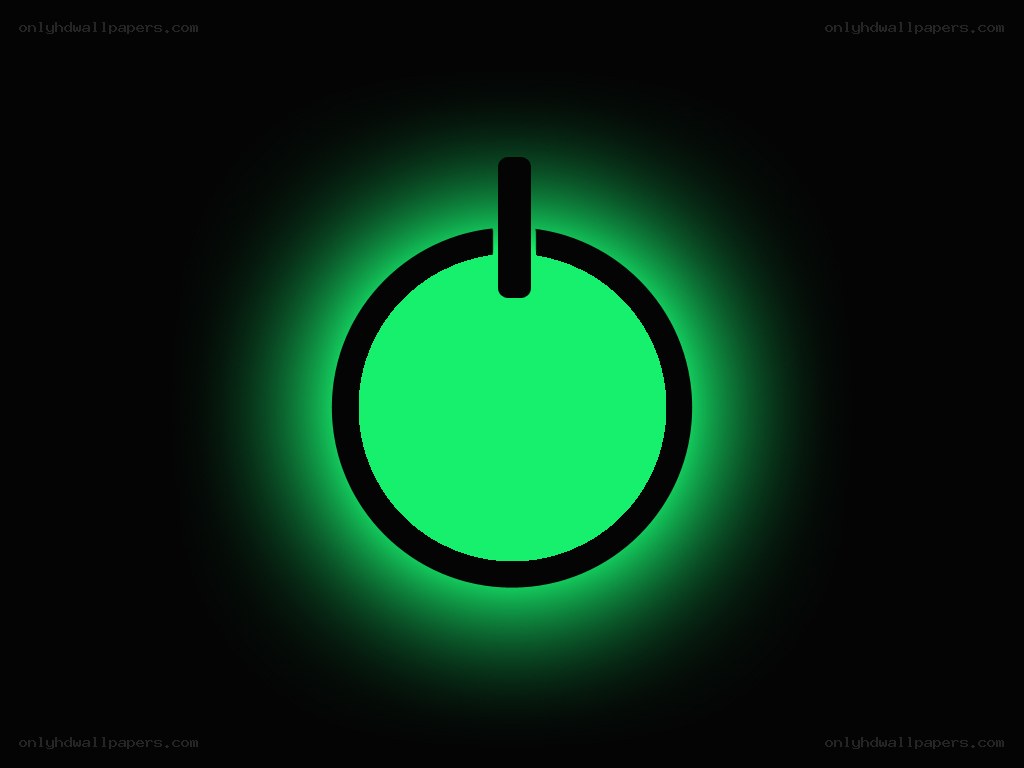 glowing green power button