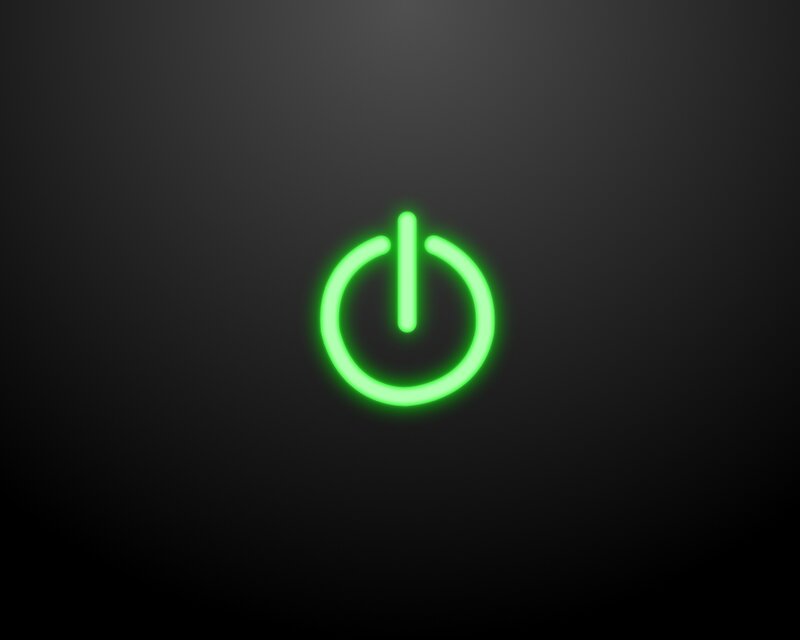 Glowing Green Power Symbol — Dark