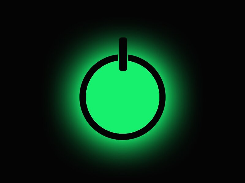 Glowing Green Power Symbol — Minimalist