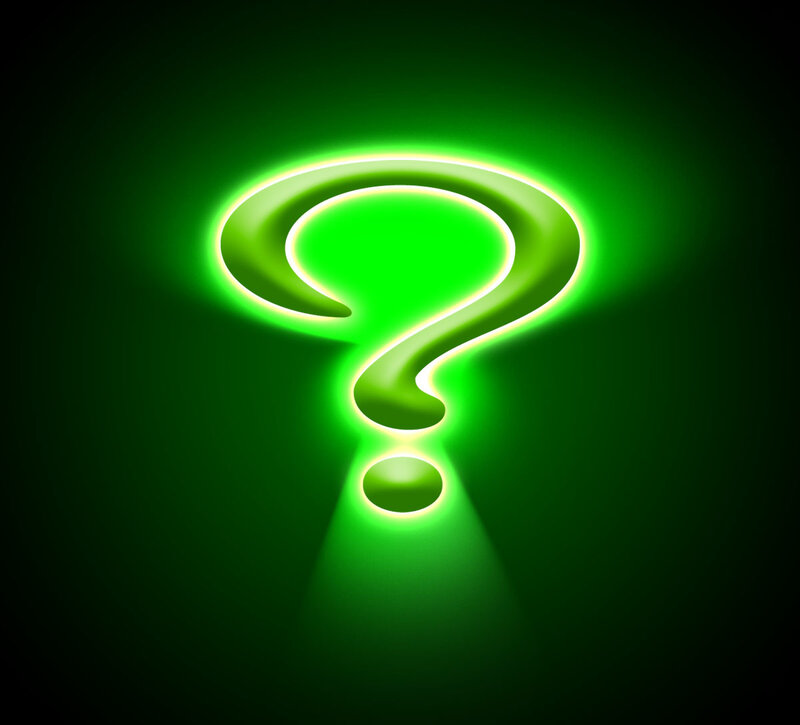 glowing green question mark