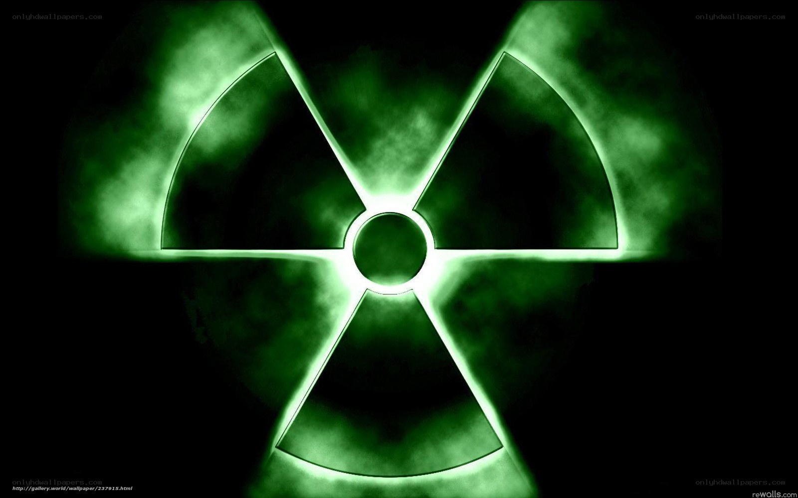 glowing green radiation symbol