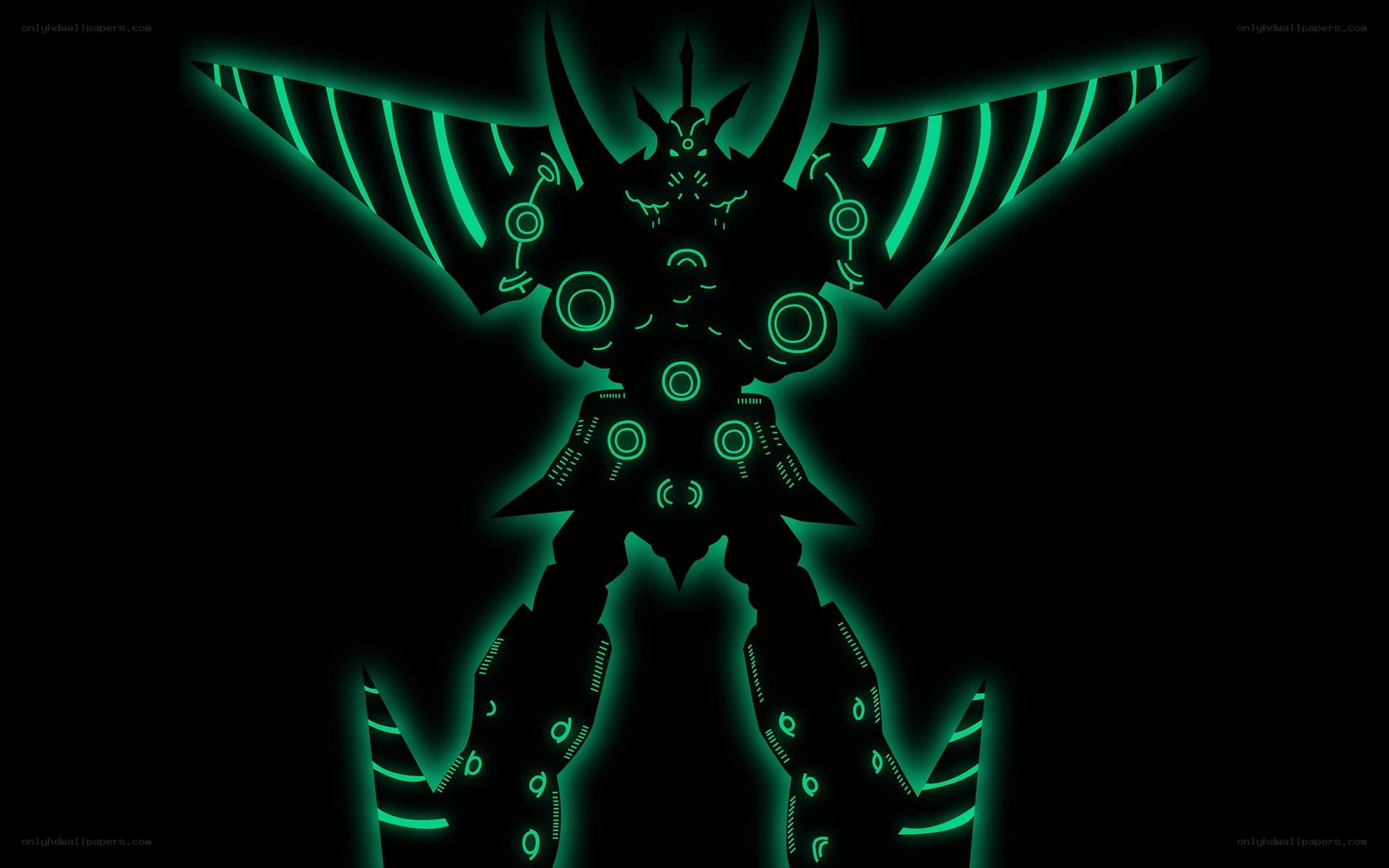 glowing green robot silhouette