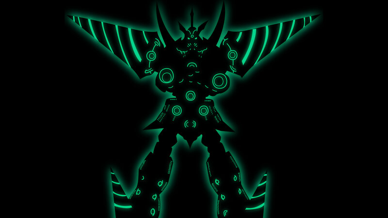 glowing green robot silhouette