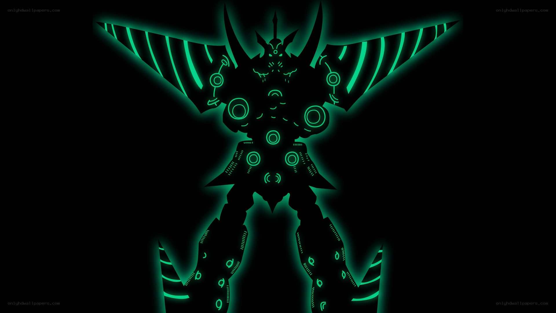 glowing green robot silhouette