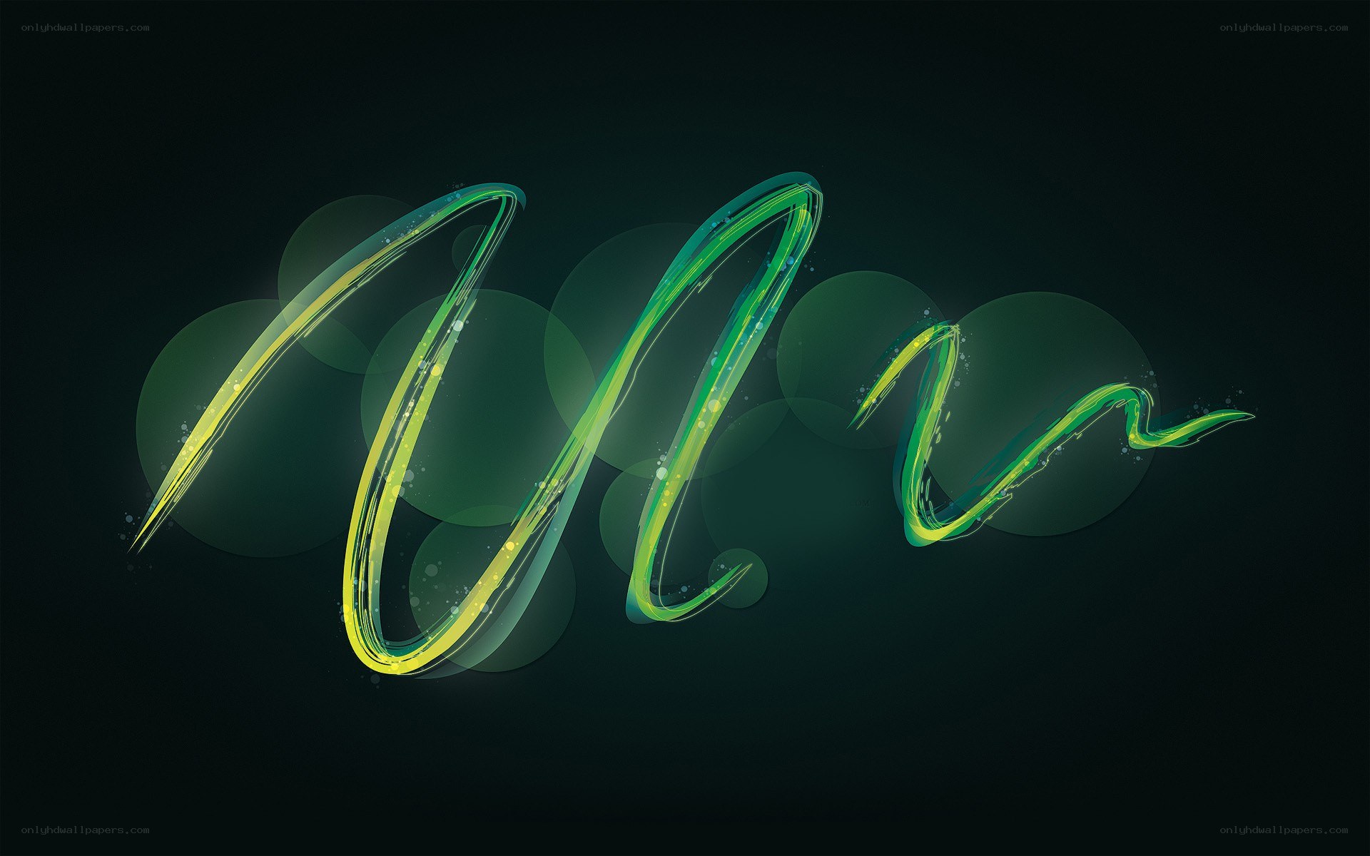 glowing green script text