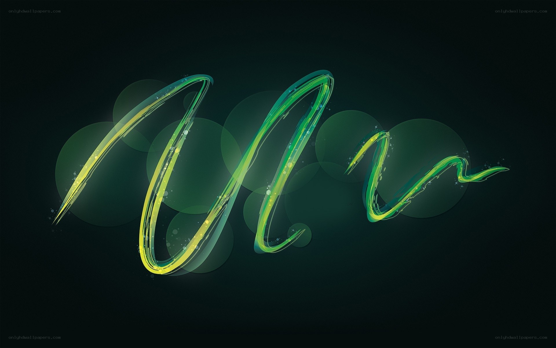 glowing green script text