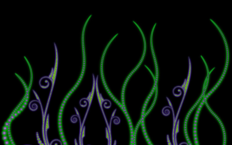 glowing green seaweed patterns