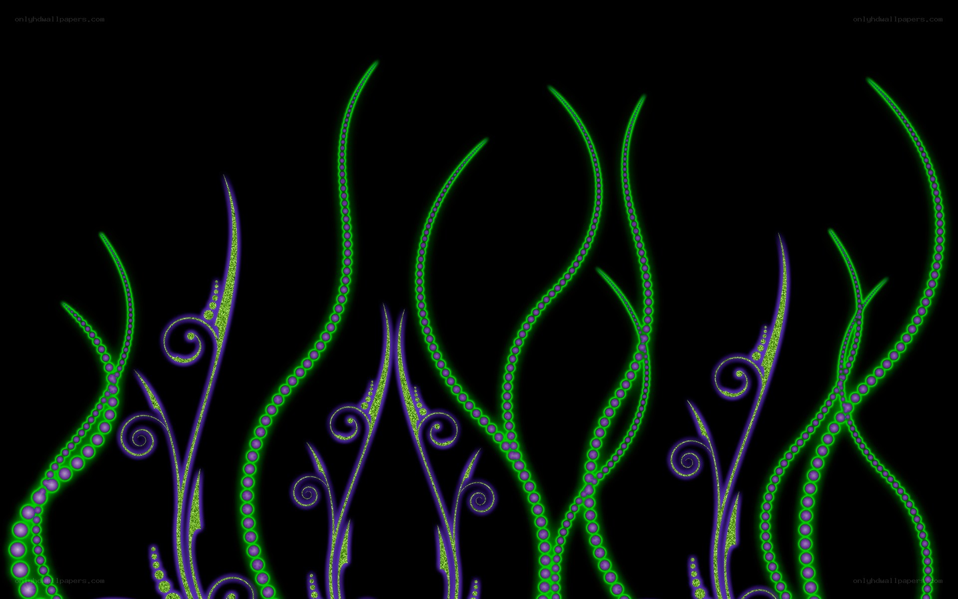 glowing green seaweed patterns