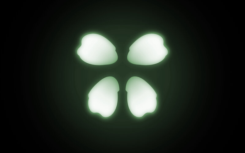 glowing green shapes