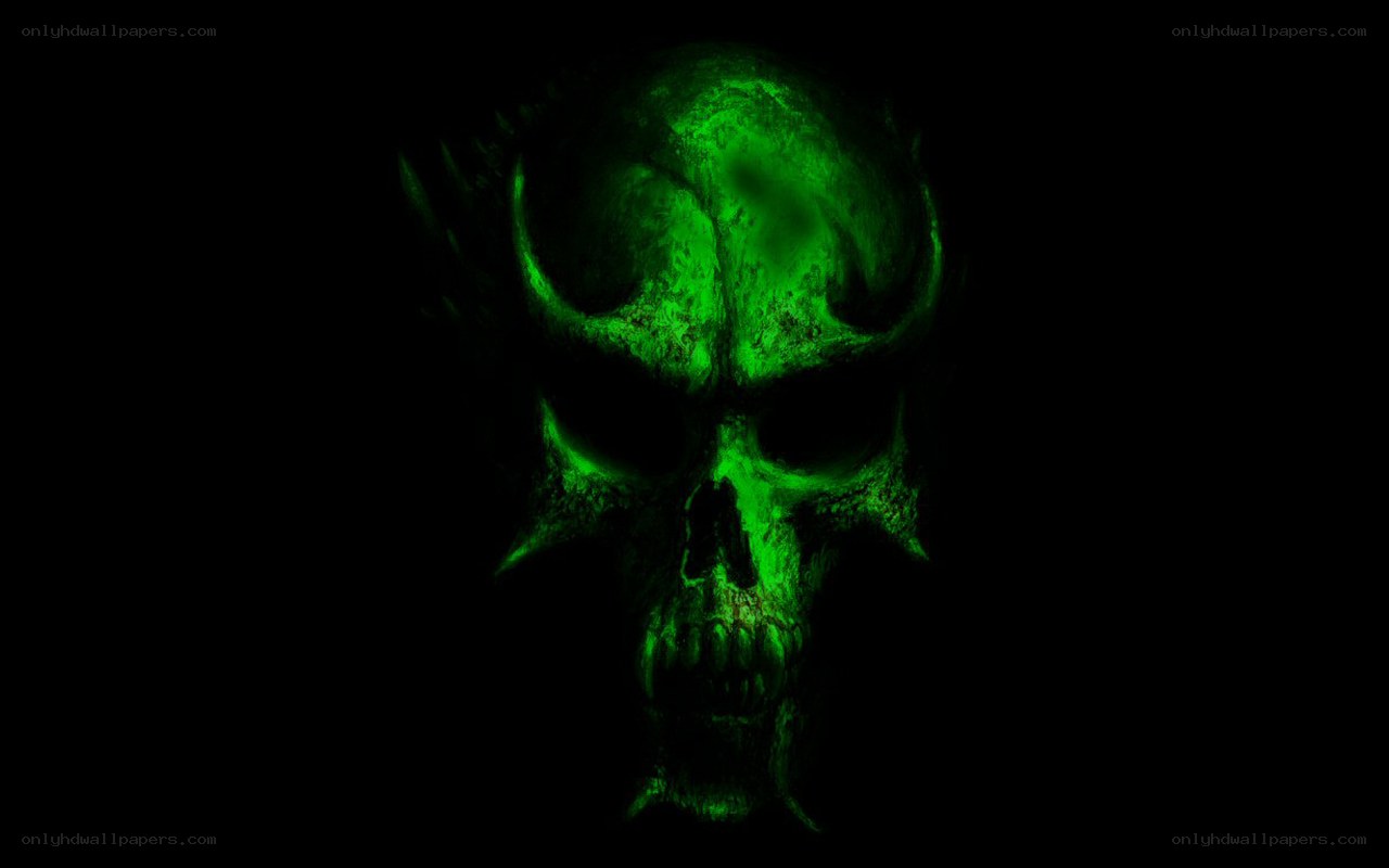 glowing green skull