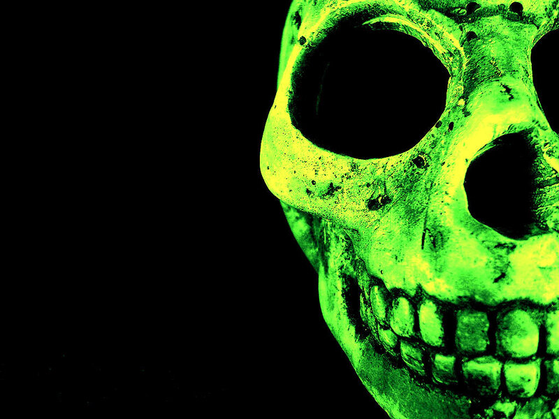 glowing green skull