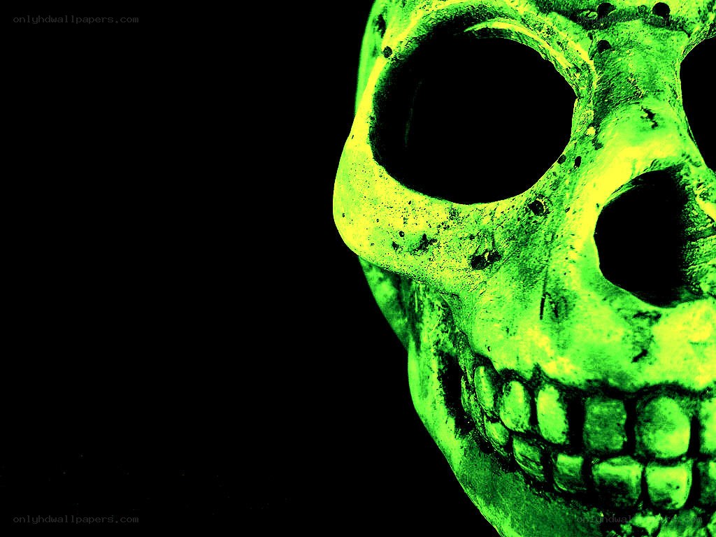 glowing green skull