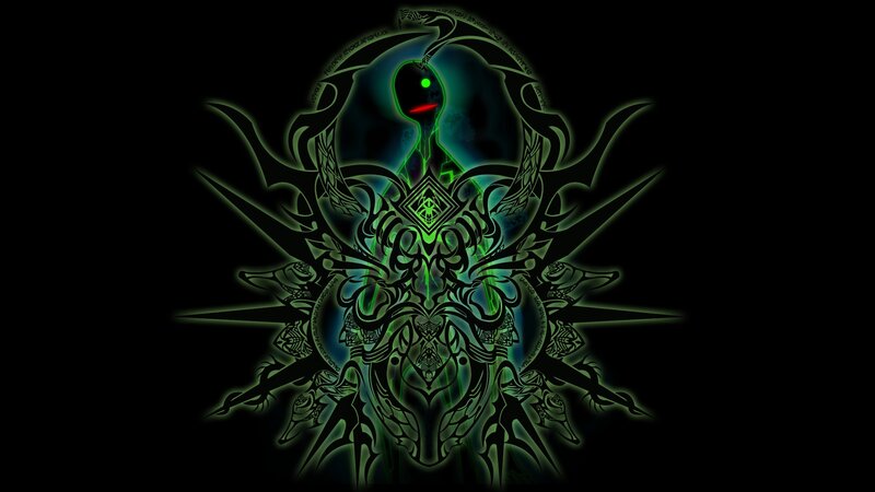 Glowing Green Skull — Black