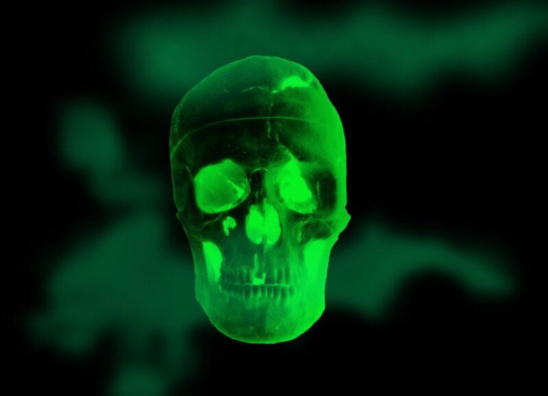 Glowing Green Skull — Dark, Eerie, 3d Render