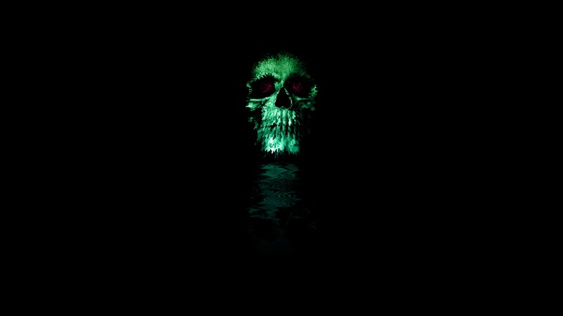 Glowing Green Skull — Dark, Eerie