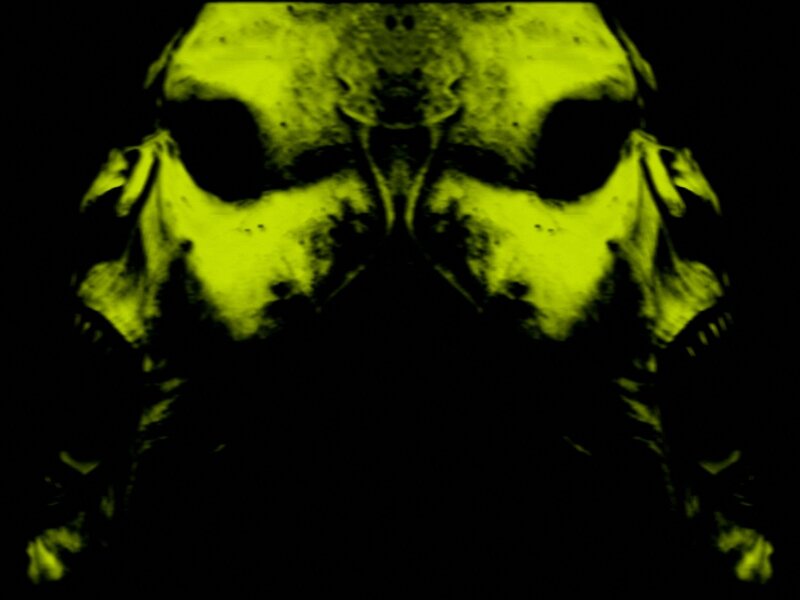 glowing green skull image