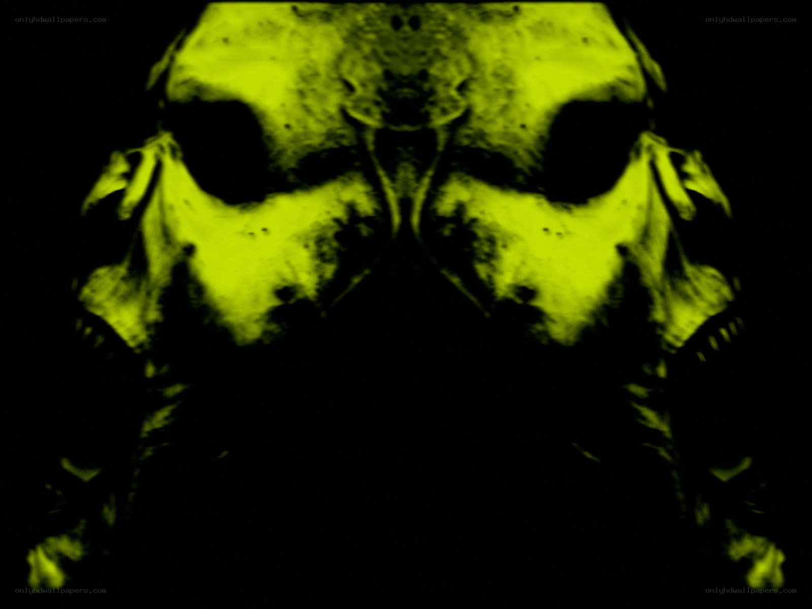 glowing green skull image