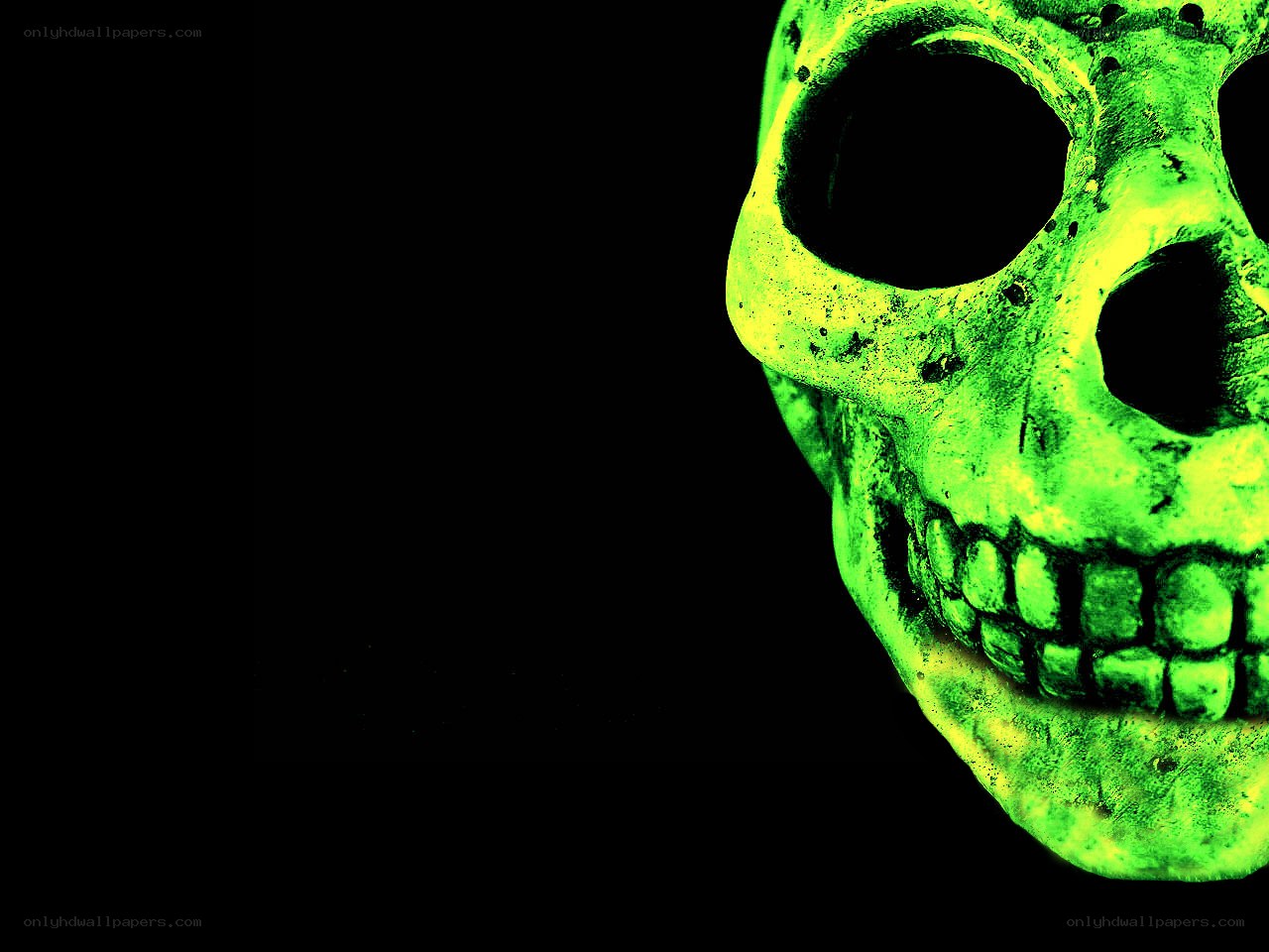 glowing green skull
