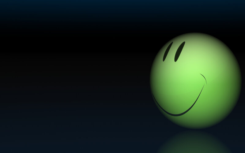 glowing green smiley face