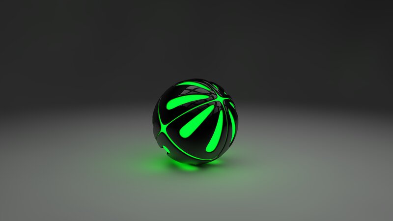 Glowing Green Sphere — Black, Dark