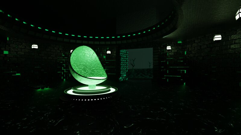 Glowing Green Sphere — Dark