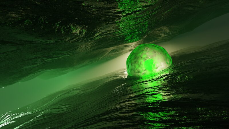 Glowing Green Sphere — Mysterious, 3d Render