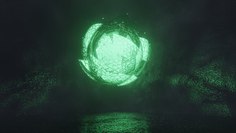 Glowing Green Sphere — Mysterious, Night